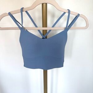 NWT Lululemon Athletica Like a Cloud Longline Bra | Ribbed, Blue | B/C Size 4